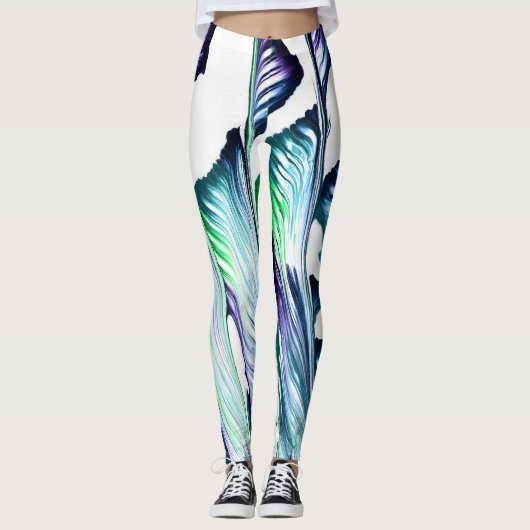 Pain Remover 1 Purple Green Abstract Leggings (Devant)