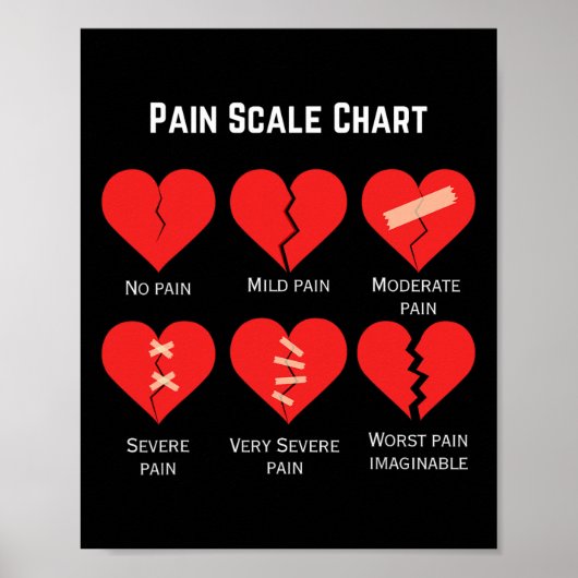 Pain Scale Chart Design For Funny Valentine's Day  Poster (Voorkant)