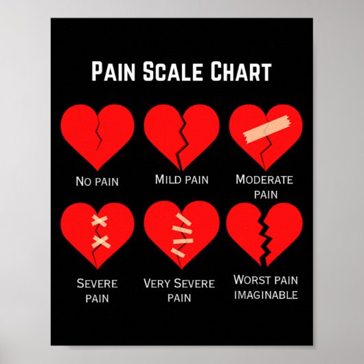 Pain Scale Chart Design For Funny Valentines Day  Poster (Voorkant)