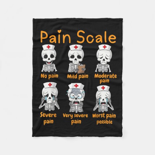 Pain Scale Cute Nurse Skeleton Halloween Trauma Fu Fleece Deken (Voorkant)