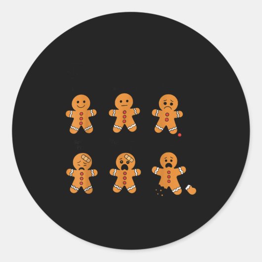 Pain Scale Funny Gingerbread Man Christmas Nurse H Ronde Sticker (Voorkant)