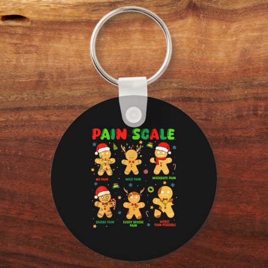 Pain Scale Funny Gingerbread Man Christmas Nurse H Sleutelhanger (Voorkant)