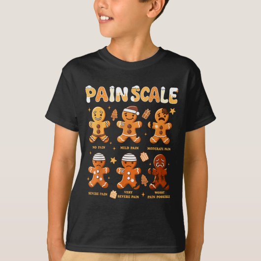 Pain Scale Funny Gingerbread Man Christmas Nurse H T-shirt (Voorkant)
