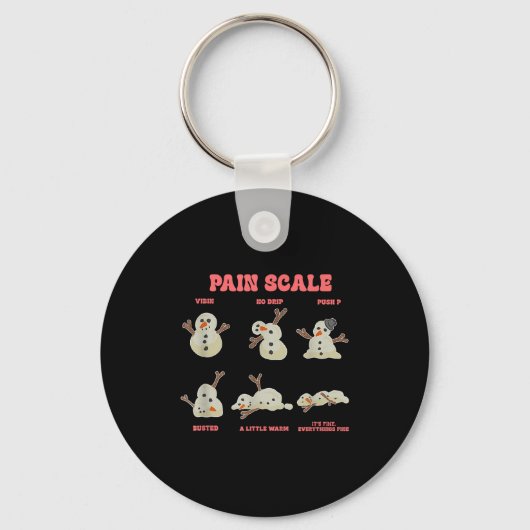 Pain Scale Funny Melting Snowman Christmas Sleutelhanger (Voorkant)