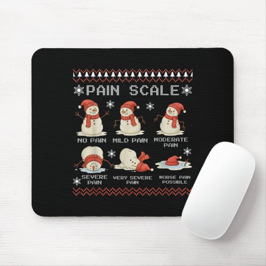 Pain Scale Snowman Pain Essment Trauma Nurse Ugly Muismat (Met muis)