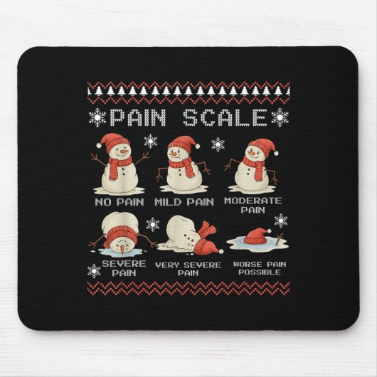 Pain Scale Snowman Pain Essment Trauma Nurse Ugly Muismat (Voorkant)