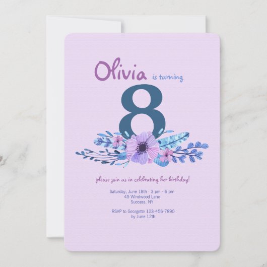 Painsies in roze uitnodiging (Voorkant)