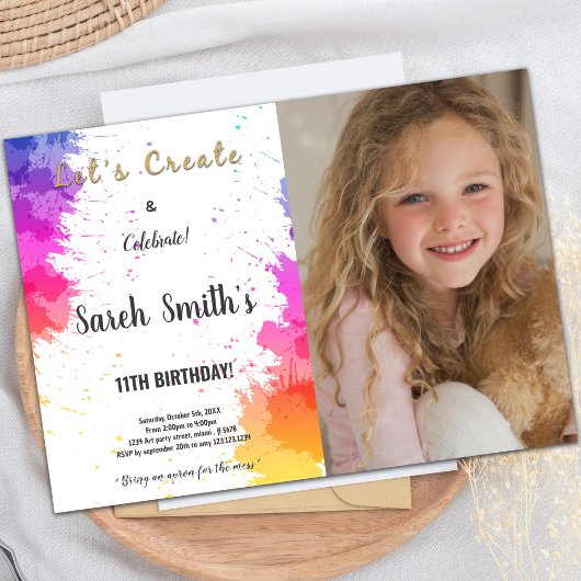 Paint Anniversaire Invitation avec photo