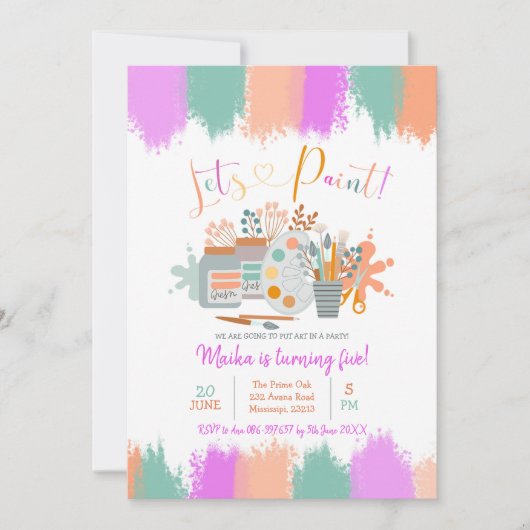 Paint Art Party Anniversaire Invitation (Devant)