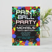 Paint Ball Birthday Party Invitation Kaart (Staand voorkant)