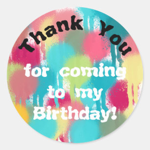 Paint Birthday Bedankt Ronde Sticker