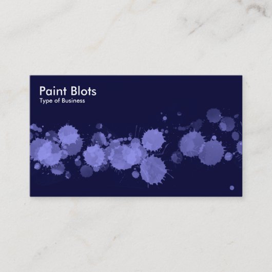Paint Blots - Pastel Blue op Dk Navy Visitekaartje (Voorkant)