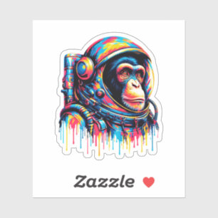 Paint Drip Chimpansee Astronaut Sticker