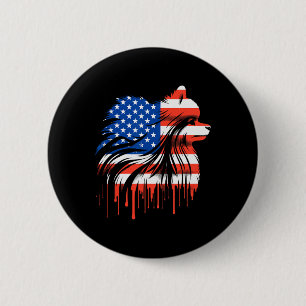 Paint Drip Pomeranian Amerikaanse Vlag 4 juli Ronde Button 5,7 Cm