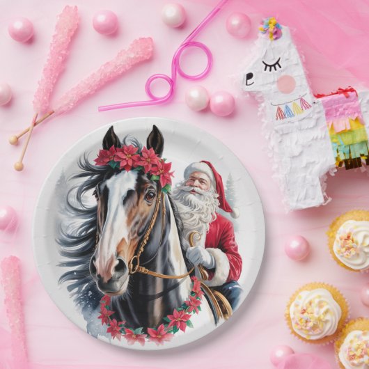 Paint Horse Christmas Paper Plate Papieren Bordje (Feest)