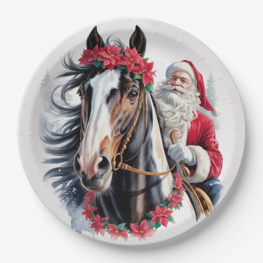 Paint Horse Christmas Paper Plate Papieren Bordje (Voorkant)