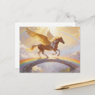 Paint Horse engel op een regenboogbrug Briefkaart