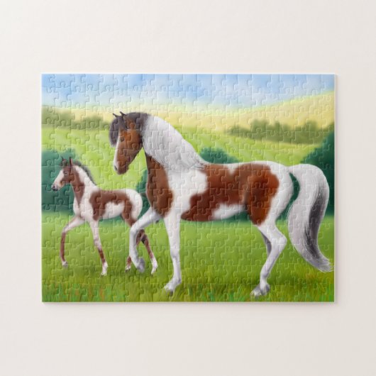 Paint Horse Mare & Foal Puzzle Legpuzzel (Horizontaal)
