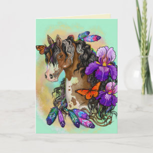 Paint Horse Mustang met Iris en vlinders Kaart