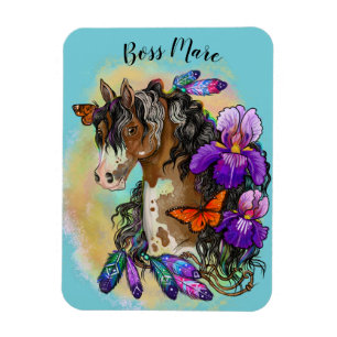 Paint Horse Mustang met Iris en vlinders Magneet