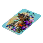 Paint Horse Mustang met Iris en vlinders Magneet (Linkerzijde)
