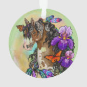 Paint Horse Mustang met Iris en vlinders Ornament (achterkant)