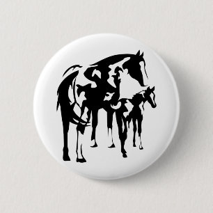 Paint Mare en Foal Ronde Button 5,7 Cm