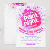 Paint Night Anniversaire Invitation - Rose Chaud (Devant / Derrière)