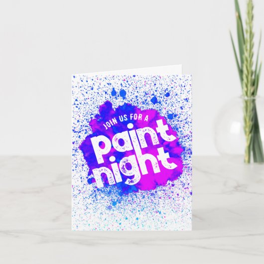 Paint Night Anniversaire Plier Invitation - Bleu (Devant)