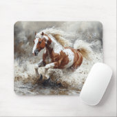 Paint paard loopt door het water muismat (Met muis)