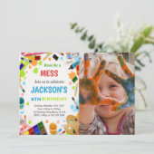 Paint Party Anniversaire Invitation avec photo (Debout devant)