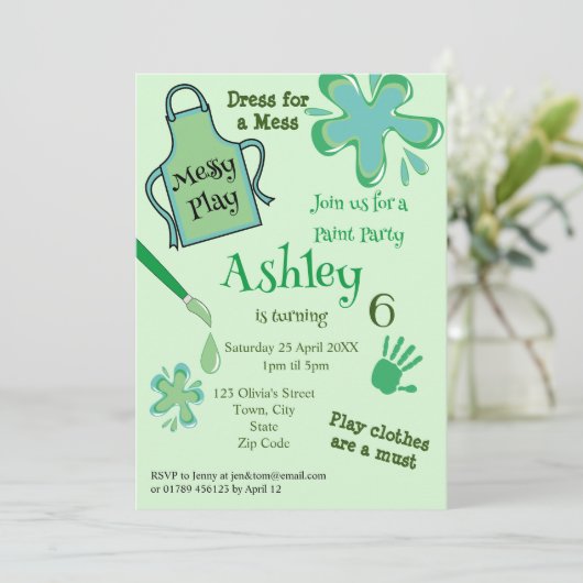 Paint Party Messy Play Party Invitation (Debout devant)
