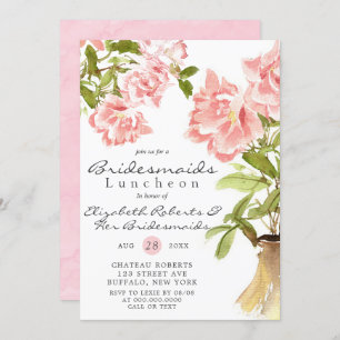 Paint Pink Peony Bridesmaids Invitations de déjeun