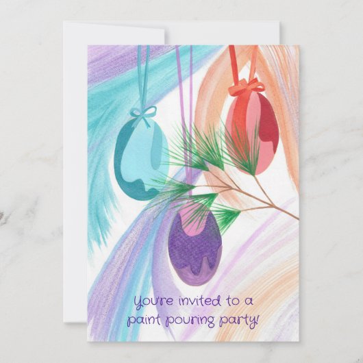 Paint Pouring Party Invitations for Christmas (Devant)