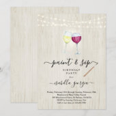 Paint & Sip Verjaardag, Bachelorette, Bruidsmeisje Kaart (Voorkant / Achterkant)