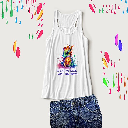 Paint Soked Baby Dragon Funny Tanktop