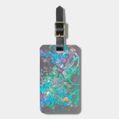 Paint splash art bagagelabel - blauw groen (Voorkant verticaal)