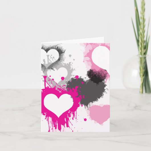 Paint Splash Heart Pattern Note Kaart (Voorkant)