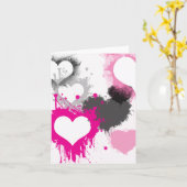 Paint Splash Heart Pattern Note Kaart (Gele Bloem)
