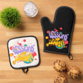  PAINT SPLASH LESSONS LEARN OVEN MITT & POT HOLDER OVENWANT & PANNENLAP SET (Top down)