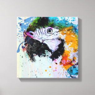 Paint Splash Parrot Vinyl Fotobehang Canvas Afdruk