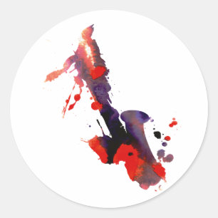 Paint Splat Saxophone Ronde Sticker