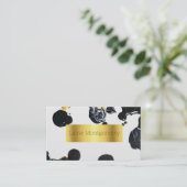 Paint Splatter Black Gold Carte de visite moderne (Debout devant)