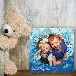 Paint Splatter Blauw Kinder Foto Lijst Fotoplaat