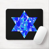 Paint Splatter Blue Jewish Star Muismat (Met muis)