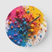 Paint Splatter Clock Ronde Klok (Voorkant)