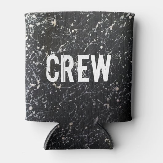 Paint Splatter CREW | Houtskool en wit Blikjeskoeler (Voorkant)