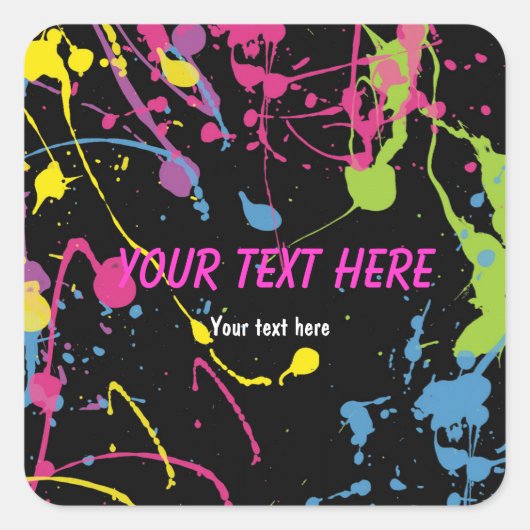 Paint Splatter gloed 80's neon partij sticker labe (Voorkant)