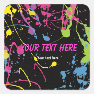 Paint Splatter gloed 80's neon partij sticker labe