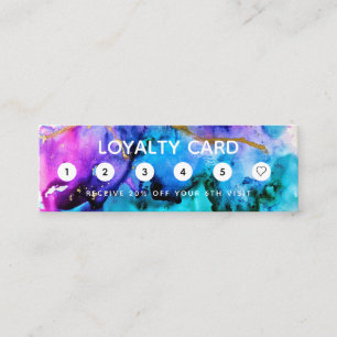 Paint Splatter Gold en Paarse Loyalty-kaart Mini Visitekaartje